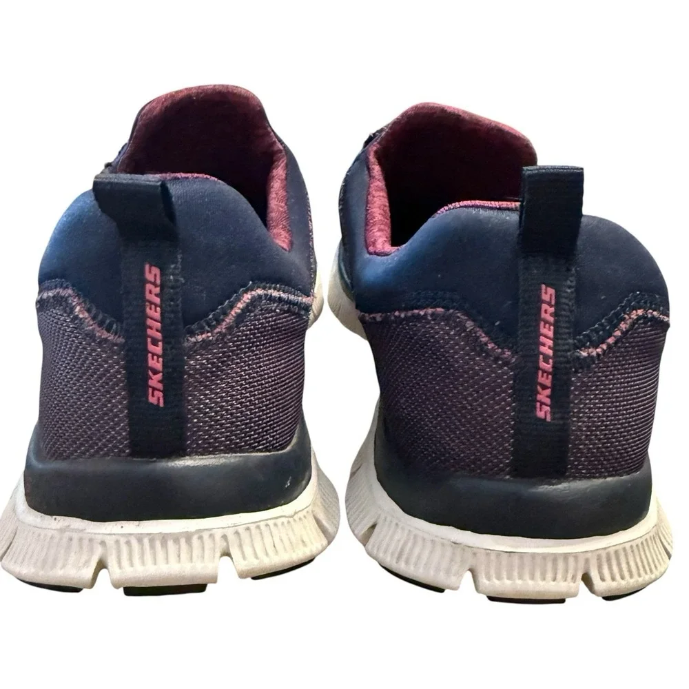 Skechers Flex Appeal 2.0 Navy Pink Slip On Sneakers‎ Memory Foam Women's 10